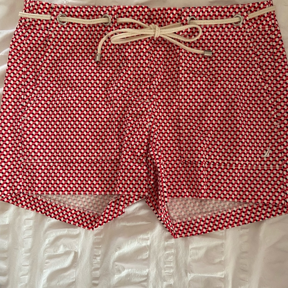 Nautical shorts, red white and blue,tie belt
